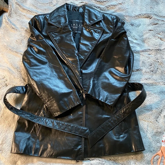 WINLIT New York‎ Women's Leather Jacket Belted Small - Picture 4 of 10